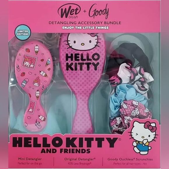 Unbranded Other - Hello Kitty Wet Brush + Goody Detangling Accessory Bundle Scrunchies Pink NIB